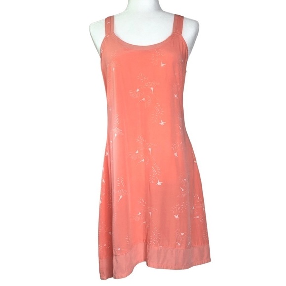 Vintage 90’s Peach Sundress with White Floral Print Sz Med - Picture 4 of 13